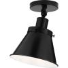 Progress Lighting Hinton Collection 1-Light Matte Black Vintage Semi-Flush Mount Ceiling Light