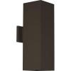 Progress Lighting Outdoor 6 in.LED Square Cast Aluminum Modern Cylinder with Up and Down Light Wall Lantern Antique Bronze(Bronze)