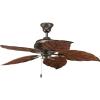 Progress Lighting P2526-20 Downrod Mount, 5 Wood Finish Blades Ceiling fan, Antique Bronze