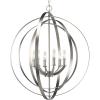 Progress Lighting P3889-126 6-Light Ceiling Mount Hall and Foyer Pendant Fixture 60 Watt 120 Volt 27-3/4 Inch Burnished Silver Equinox
