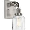 Progress Lighting Rushton Collection 1-Light Clear Glass Farmhouse Bath Vanity Light Graphite, Black(Nickel)