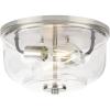 Progress Lighting Rushton Collection 2-Light Brushed Nickel Clear Glass Industrial Flush Mount Ceiling Light