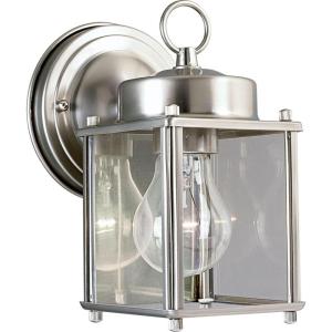 Progress Lighting 1-Light Clear Flat Glass Traditional Outdoor Wall Lantern Light Antique Bronze(Brushed Nickel)