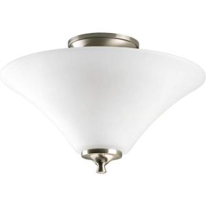 Progress Lighting 2-Light 13-1/4″ Semi Flush, Joy Collection, Indoor, P3855-09, Brushed Nickel(Brushed Nickel)