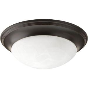 Progress Lighting 3-Light Alabaster Glass 16-5/8″ Close-to-Ceiling, Indoor, P3697-09, Brushed Nickel(Antique Bronze)
