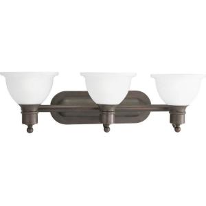 Progress Lighting 3-Light Etched Glass Traditional Bath Vanity Light, Madison Collection, Indoor, P3163-09, Brushed Nickel(Bronze)