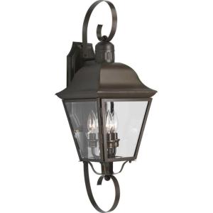 Progress Lighting Andover Collection 2-Light Clear Beveled Glass Farmhouse Outdoor Medium Wall Lantern Light Antique Bronze(3-Light)