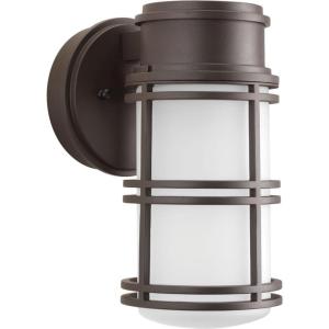 Progress Lighting Bell LED Collection 1-Light Etched Glass Craftsman Outdoor Wall Lantern Light Textured Graphite(Bronze)