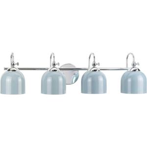 Progress Lighting Dalton Collection 33 in. 4-Light Polished Chrome Coastal Blue Vanity Light