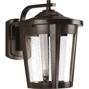 Progress Lighting East Haven LED Collection 1-Light Clear Seeded Glass Transitional Outdoor Large Wall Lantern Light Textured Black(Bronze)
