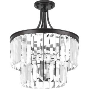 Progress Lighting Glimmer 3 Light 16 inch Antique Bronze Semi-Flush Mount Convertible Ceiling Light, P2326-20, Design Series(Antique Bronze)