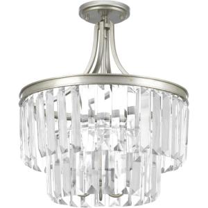 Progress Lighting Glimmer 3 Light 16 inch Antique Bronze Semi-Flush Mount Convertible Ceiling Light, P2326-20, Design Series(Gray)