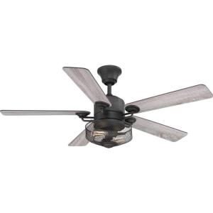 Progress Lighting P2584-71 Protruding Mount, 5 Toasted Oak/Driftwood Blades Ceiling fan with 6.5 watts light, Black(Black)