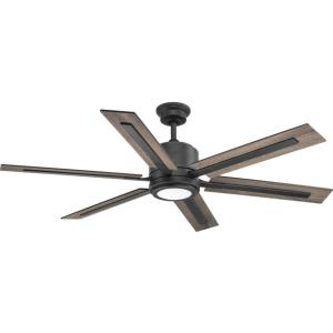 Progress Lighting P2586-7130K Protruding Mount, 6 Toasted Oak/Driftwood Blades Ceiling Fan with 18 Watts Light, Black