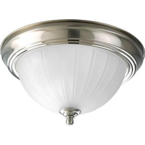 Progress Lighting P3816-09 1-Light Close-To-Ceiling with Etched Ribbed Glass, Brushed Nickel(Brushed Nickel)