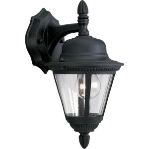 Progress Lighting P5862-31 1-Light Cast Wall Lantern with Clear Seeded Glass, Textured Black(Textured Black)