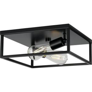 Progress Lighting Perimeter Collection 2-Light Matte Black Modern Flush Mount Ceiling Light(Black)