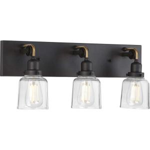 Progress Lighting Rushton Collection 1-Light Clear Glass Farmhouse Bath Vanity Light Graphite, Black(Graphite)