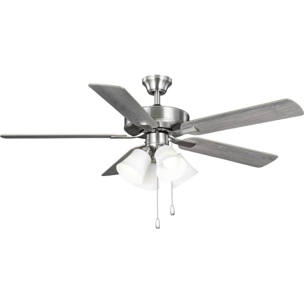 image:imageProgress Lighting AirPro 52 in Brushed Nickel 5Blade AC Motor Transitional Ceiling Fan with Light