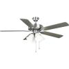 Progress Lighting AirPro 52 in. Brushed Nickel 5-Blade AC Motor Transitional Ceiling Fan with Light