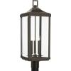Gibbes Street Collection 3-Light Clear Beveled Glass New Traditional Outdoor Post Lantern Light Antique Bronze