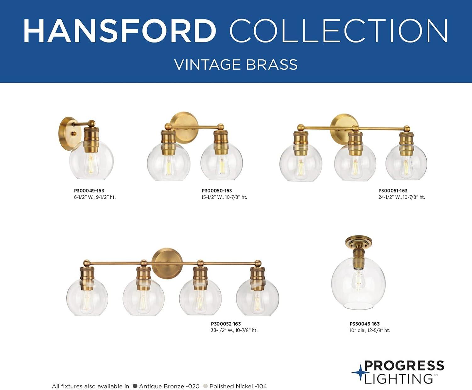 image:imageHansford Collection 1Light Clear Glass Farmhouse Flush Mount Light Vintage BrassBrass