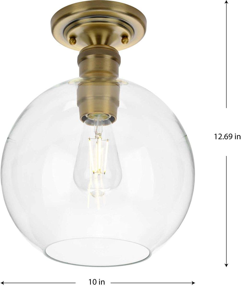 image:imageHansford Collection 1Light Clear Glass Farmhouse Flush Mount Light Vintage BrassBrass