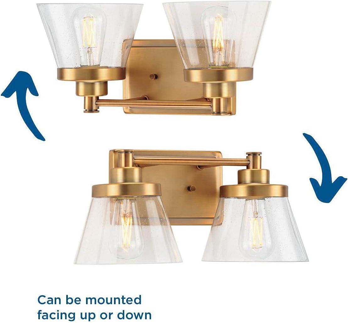 image:imageProgress Lighting Hinton Collection 2Light Clear Seeded Glass Farmhouse Bath Vanity Light Matte BlackBrass