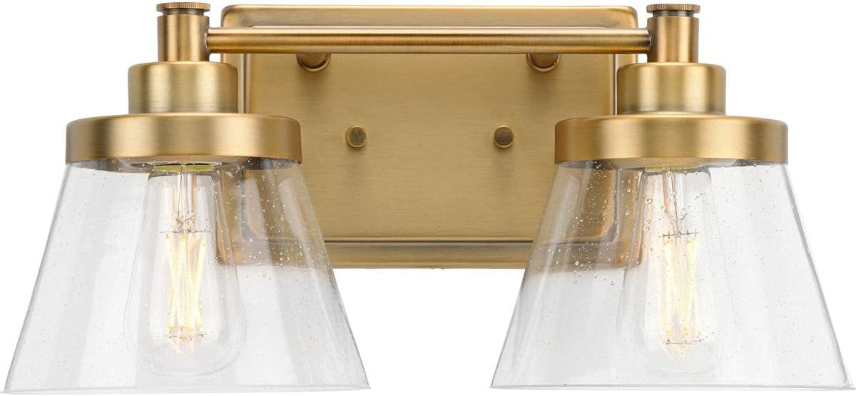 image:imageProgress Lighting Hinton Collection 2Light Clear Seeded Glass Farmhouse Bath Vanity Light Matte BlackBrass