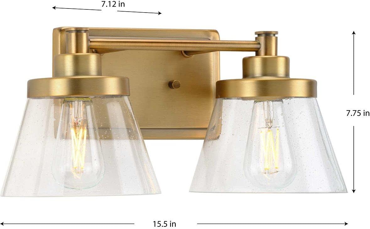 image:imageProgress Lighting Hinton Collection 2Light Clear Seeded Glass Farmhouse Bath Vanity Light Matte BlackBrass