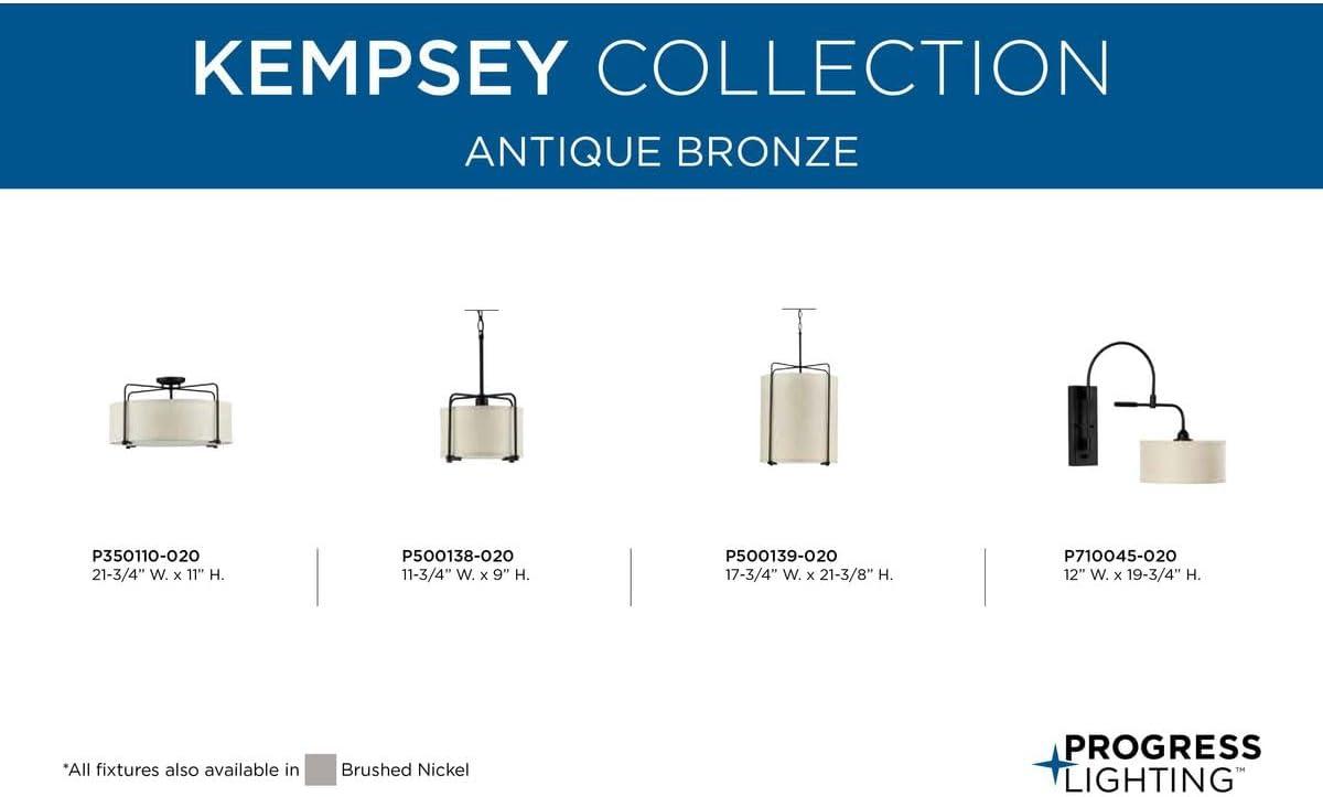 image:imageProgress Lighting Kempsey Collection ThreeLight SemiFlush Convertible Antique Bronze 11 x 2134Antique Bronze
