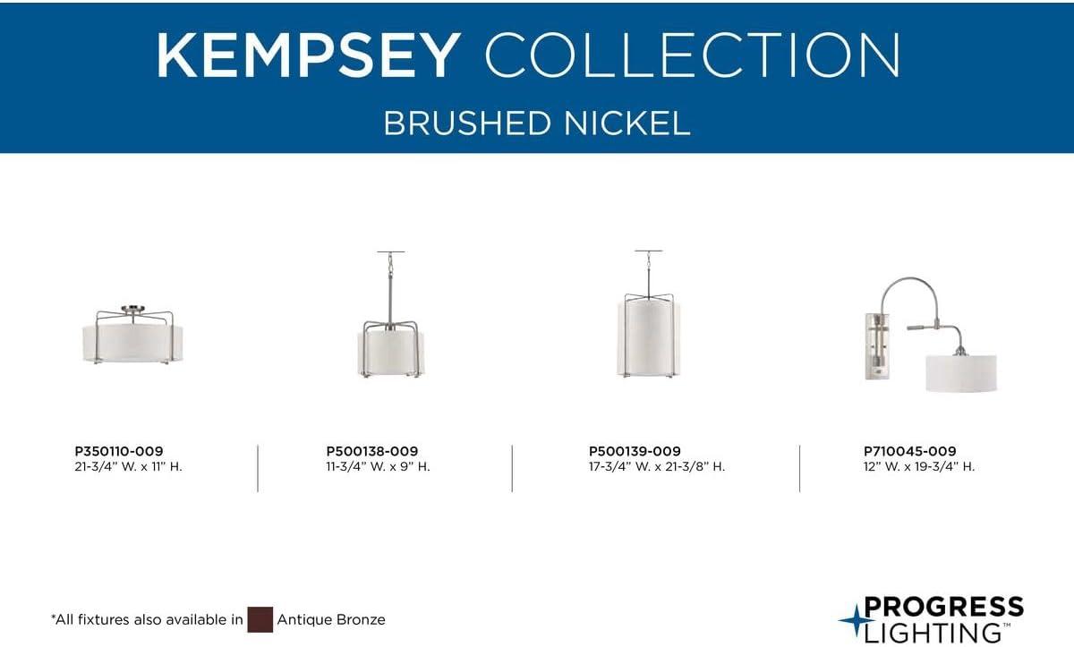 image:imageProgress Lighting Kempsey Collection ThreeLight SemiFlush Convertible Antique Bronze 11 x 2134Brushed Nickel