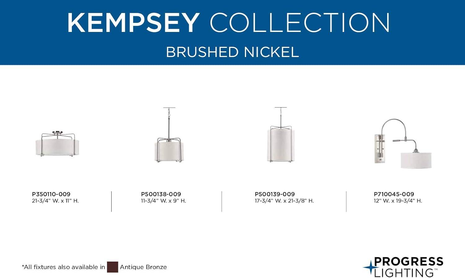 image:imageProgress Lighting Kempsey Collection ThreeLight SemiFlush Convertible Antique Bronze 11 x 2134Brushed Nickel