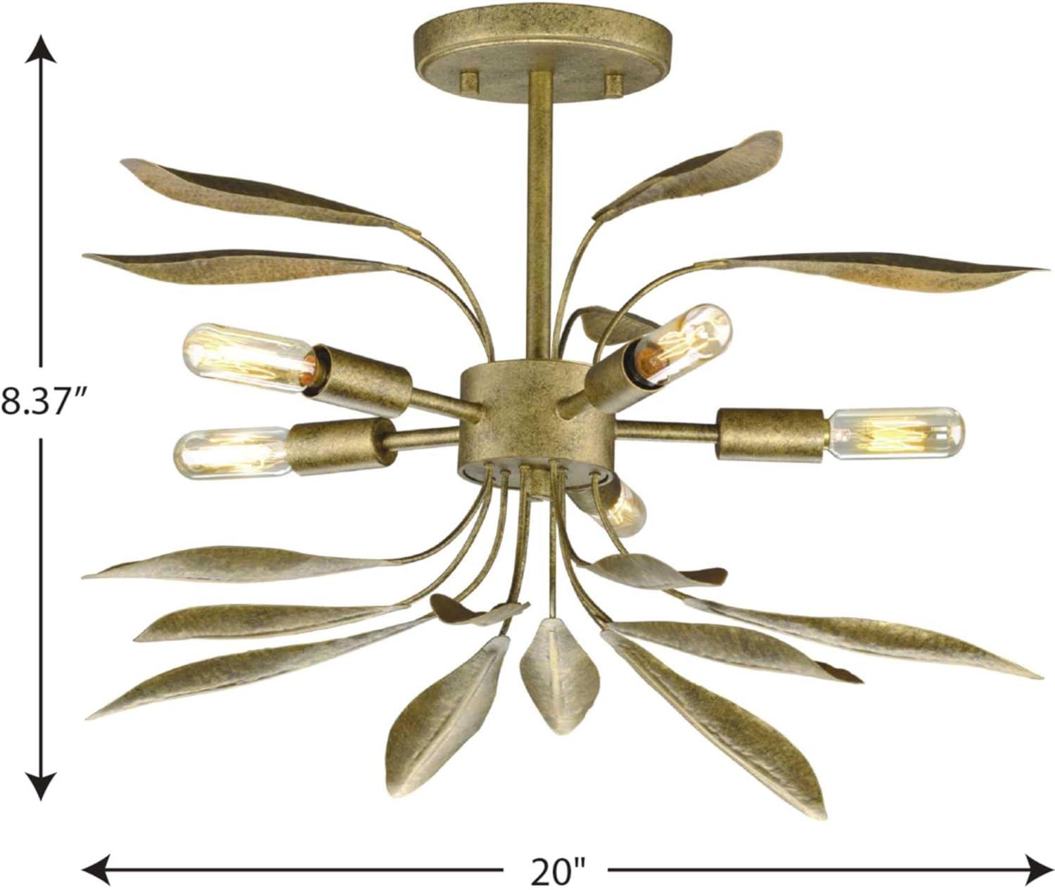image:imageProgress Lighting P350210176 Leaf Flower Fruit Five Light SemiFlush Conv from Mariposa Collection in Pewter Nickel Silver Finish 1300 inchesSilver
