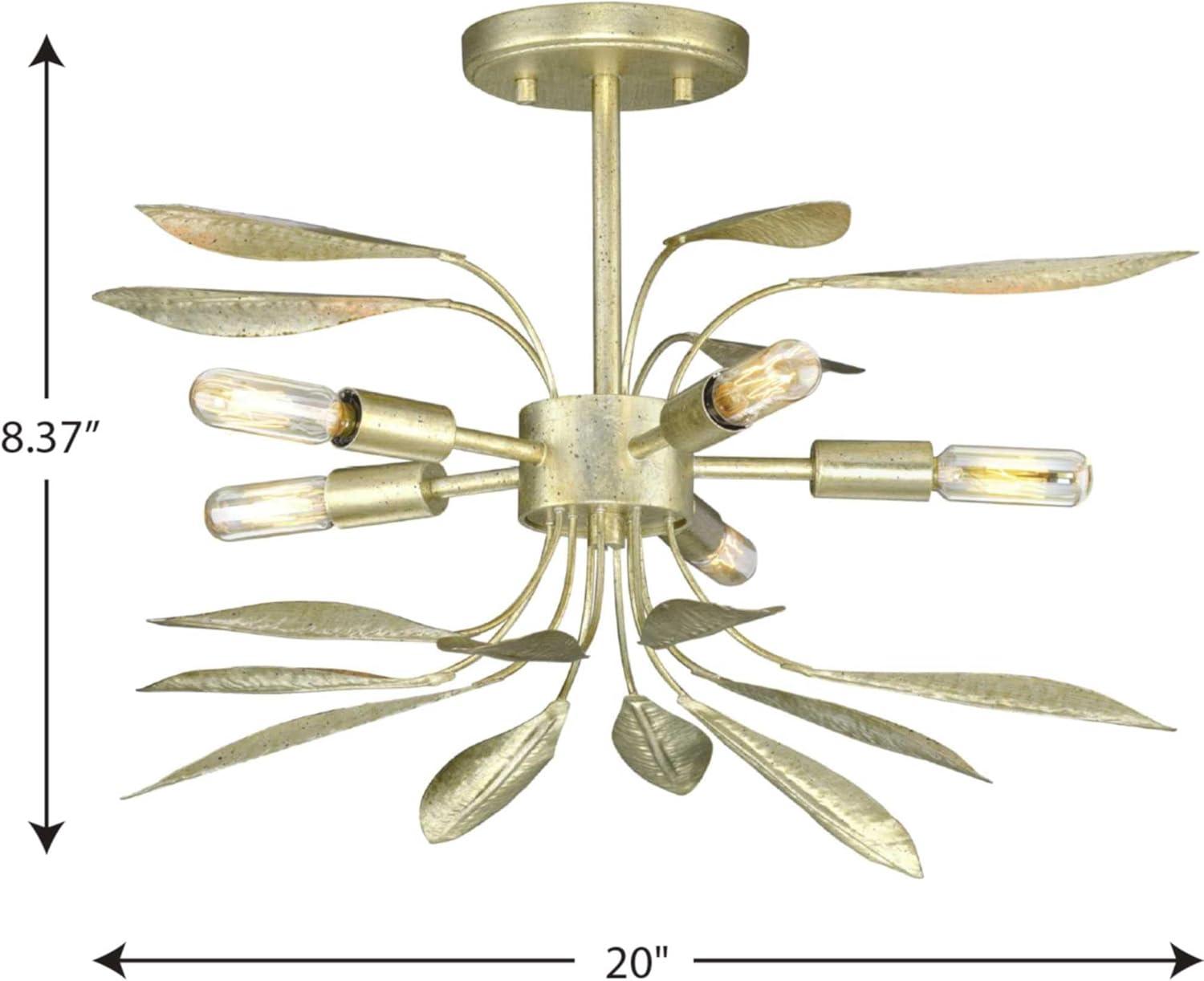 image:imageProgress Lighting P350210176 Leaf Flower Fruit Five Light SemiFlush Conv from Mariposa Collection in Pewter Nickel Silver Finish 1300 inchesSilver