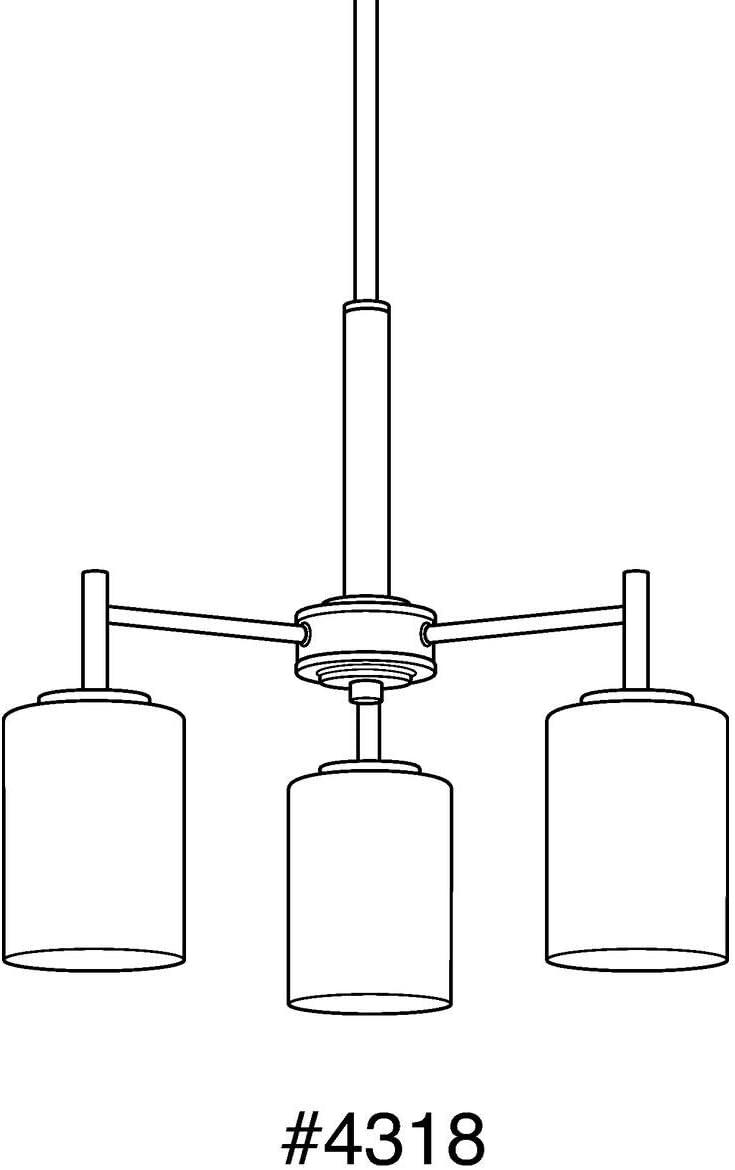 image:imageProgress Lighting P4318104 Replay Collection Etched White Glass Modern Chandelier Light 3Light Polished NickelBrushed Nickel