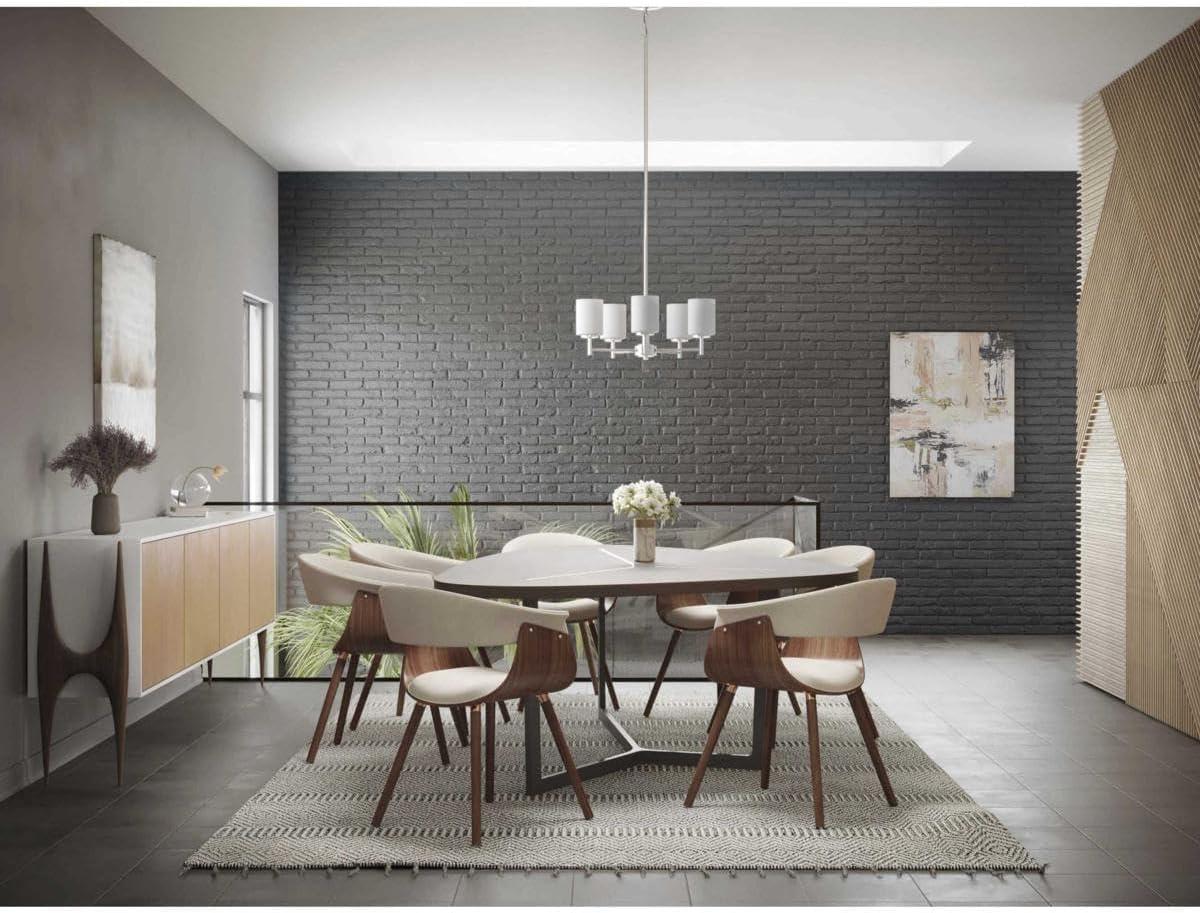 image:imageProgress Lighting P4318104 Replay Collection Etched White Glass Modern Chandelier Light 3Light Polished NickelBrushed Nickel
