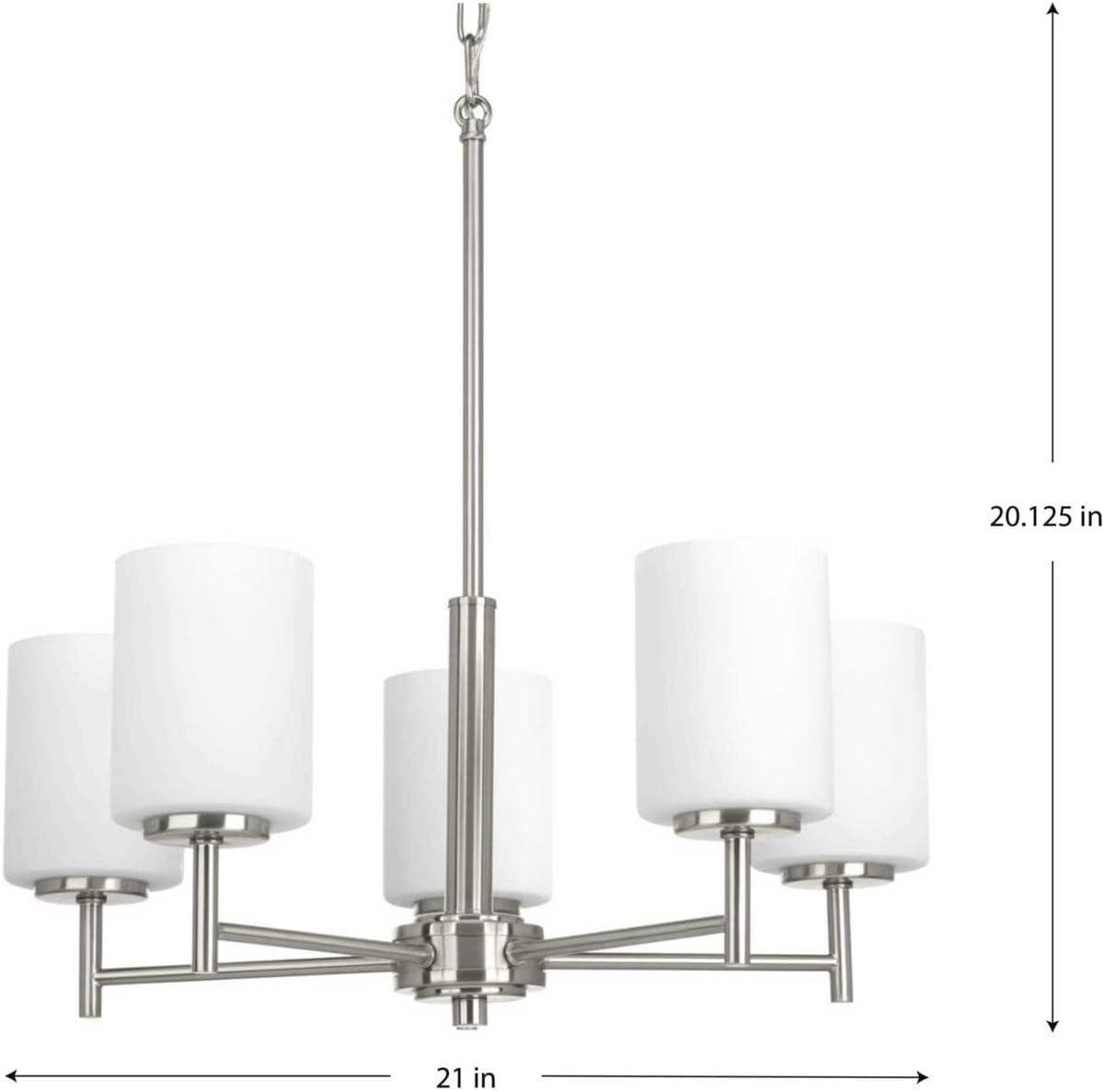 image:imageProgress Lighting P4318104 Replay Collection Etched White Glass Modern Chandelier Light 3Light Polished NickelBrushed Nickel