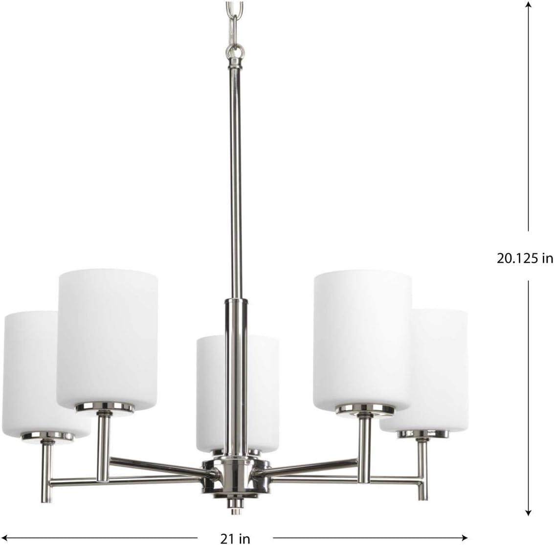 image:imageProgress Lighting P4318104 Replay Collection Etched White Glass Modern Chandelier Light 3Light Polished NickelPolished Nickel