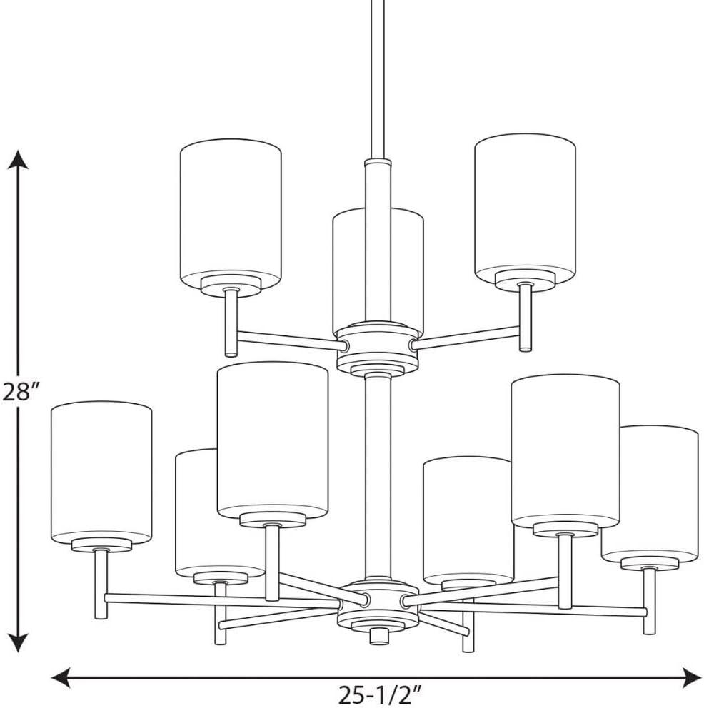 image:imageProgress Lighting P4318104 Replay Collection Etched White Glass Modern Chandelier Light 3Light Polished NickelPolished Nickel