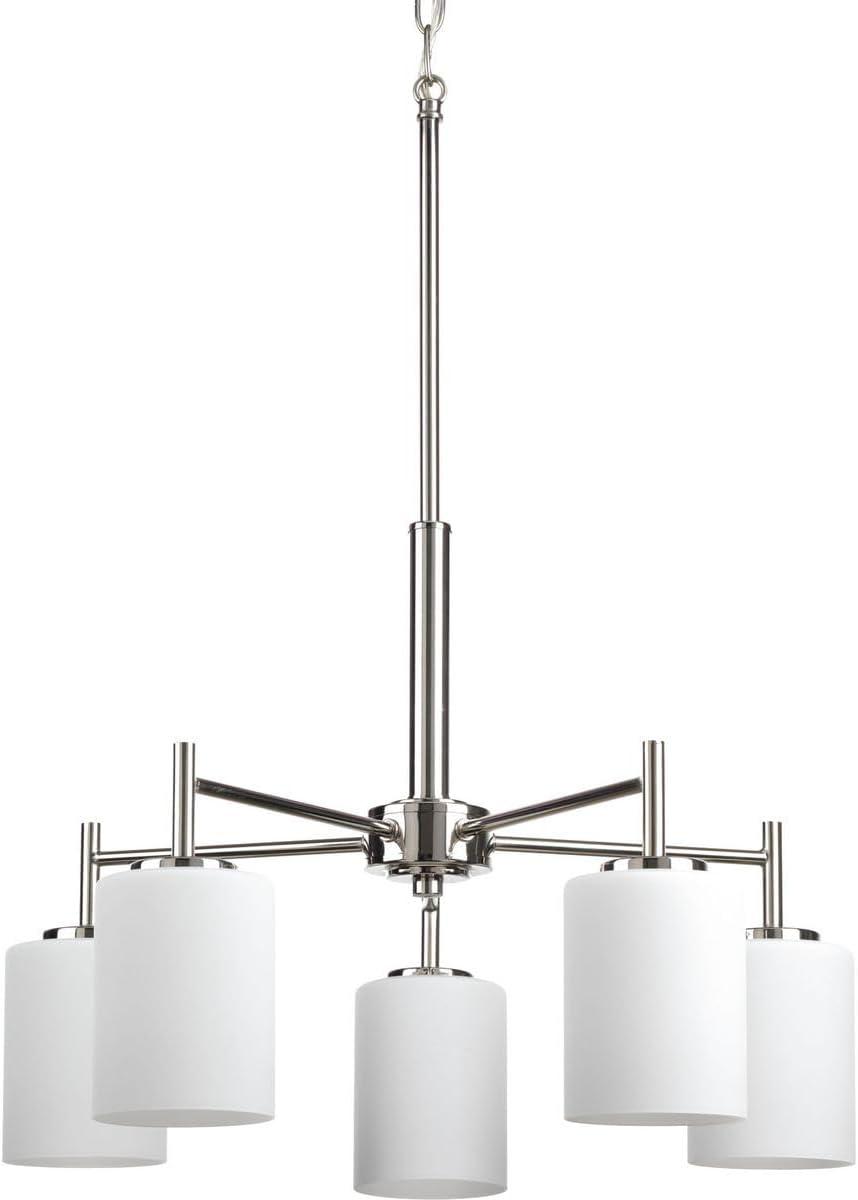 image:imageProgress Lighting P4318104 Replay Collection Etched White Glass Modern Chandelier Light 3Light Polished NickelPolished Nickel