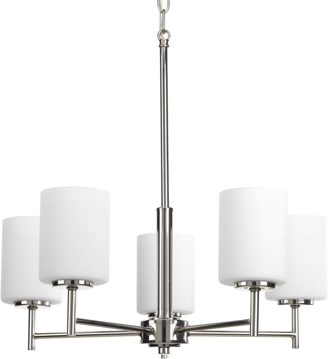image:imageProgress Lighting P4318104 Replay Collection Etched White Glass Modern Chandelier Light 3Light Polished NickelPolished Nickel