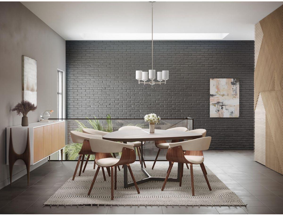 image:imageProgress Lighting P4318104 Replay Collection Etched White Glass Modern Chandelier Light 3Light Polished NickelPolished Nickel