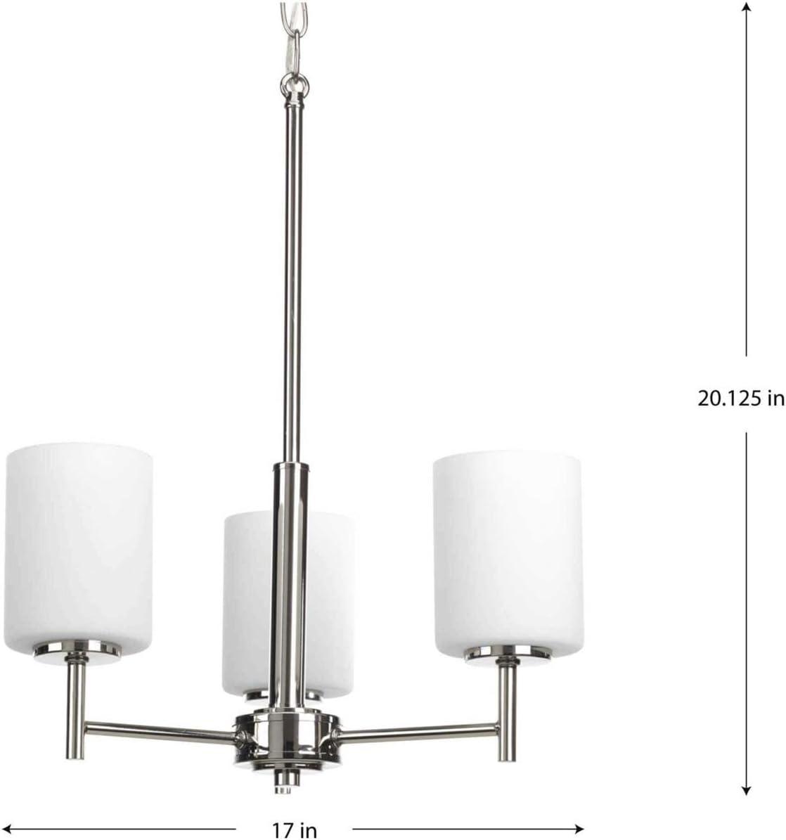 image:imageProgress Lighting P4318104 Replay Collection Etched White Glass Modern Chandelier Light 3Light Polished NickelPolished Nickel
