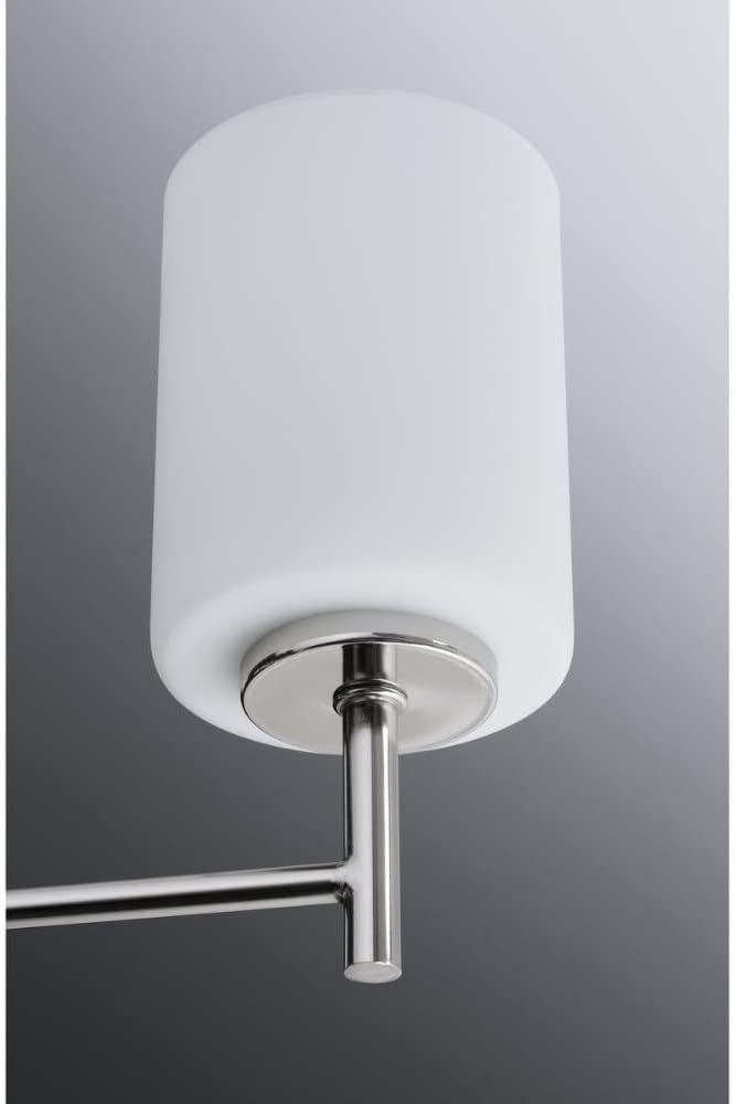 image:imageProgress Lighting P4318104 Replay Collection Etched White Glass Modern Chandelier Light 3Light Polished NickelPolished Nickel