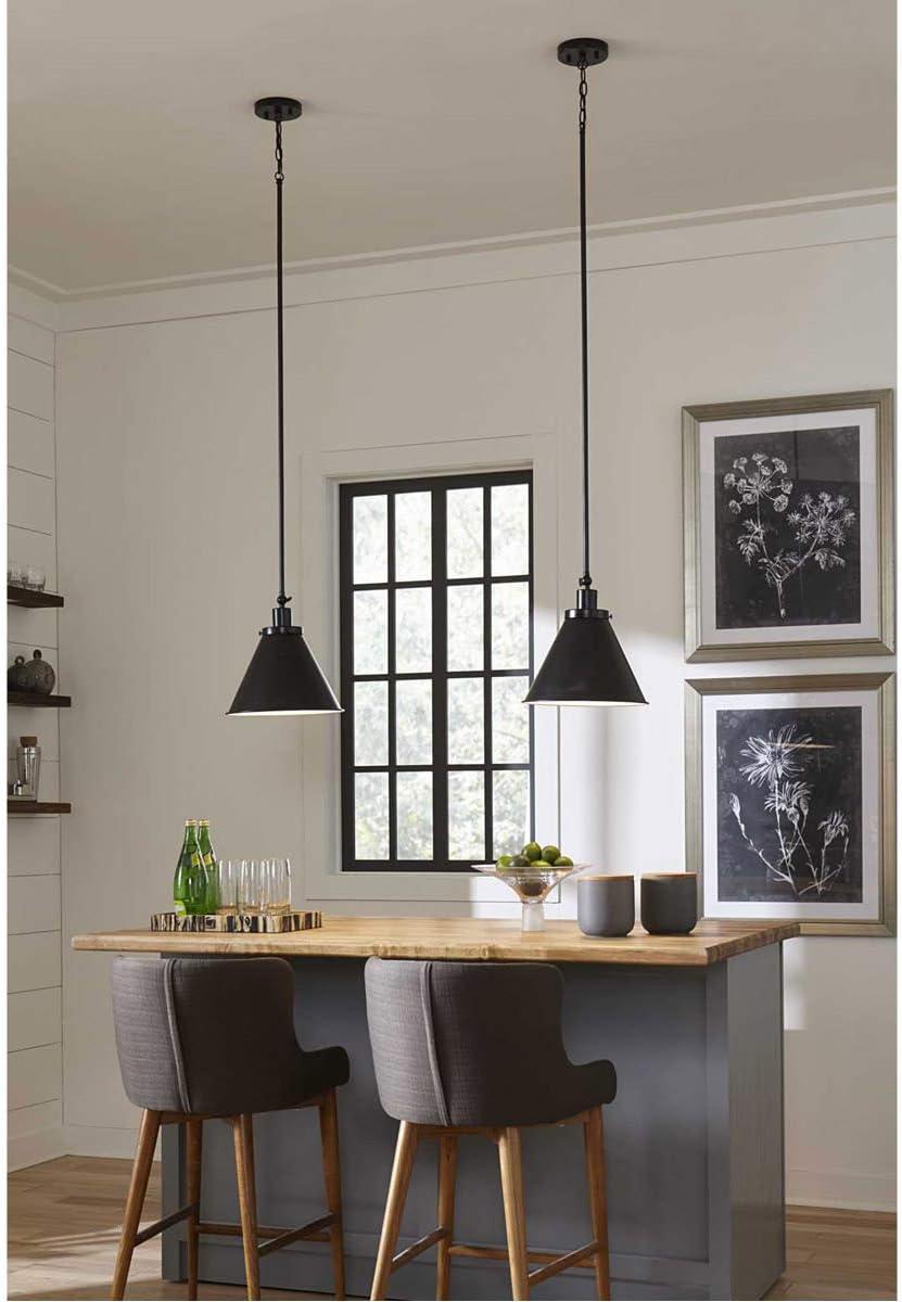 image:imageProgress Lighting P500325104 Transitional One Light Pendant from Hinton Collection in Polished Nickel FinishMatte Black