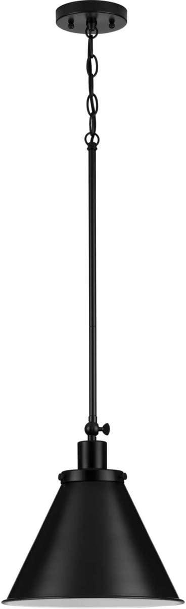 image:imageProgress Lighting P500325104 Transitional One Light Pendant from Hinton Collection in Polished Nickel FinishMatte Black