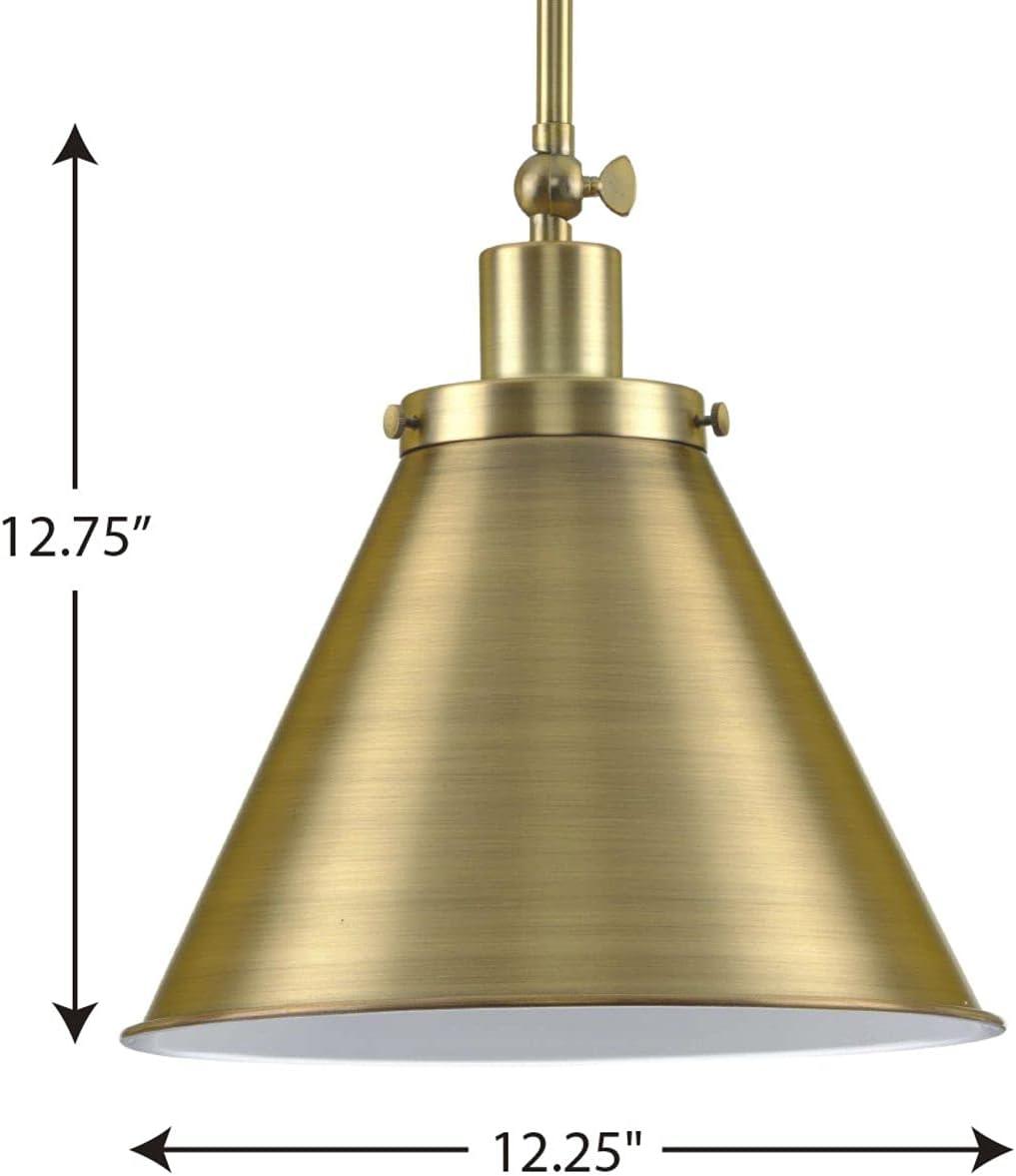image:imageProgress Lighting P500325104 Transitional One Light Pendant from Hinton Collection in Polished Nickel FinishVintage Brass