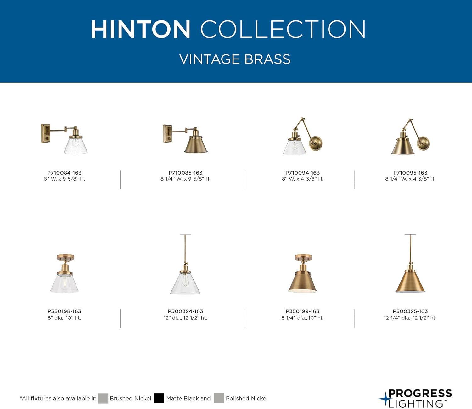 image:imageProgress Lighting P500325104 Transitional One Light Pendant from Hinton Collection in Polished Nickel FinishVintage Brass