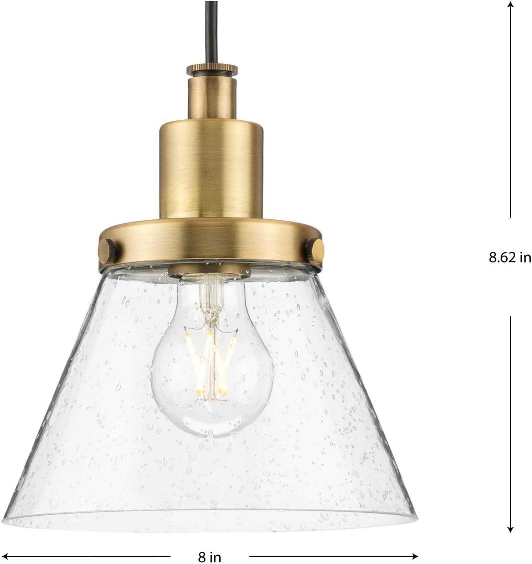 image:imageProgress Lighting P500382163 Hinton Collection 8 in OneLight Brushed Nickel Pendant with Clear Seeded Glass Shade